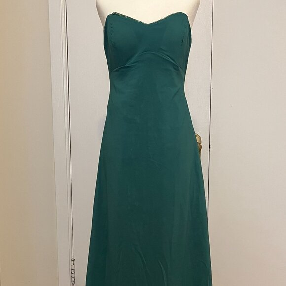 Nicole Miller Green & Silver Strapless Gown NWT - Picture 9 of 11
